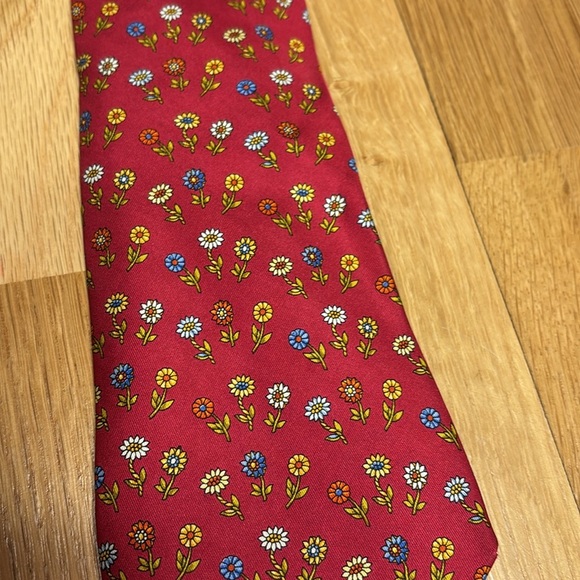 Vtg Ferragamo Necktie 100% Silk Floral - Picture 2 of 6